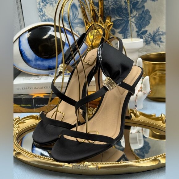 🆕 TED BAKER 🧿 NWOB Belle Black Satin Half Bow Sandal, Sz 39 US 8.5 - Picture 6 of 15